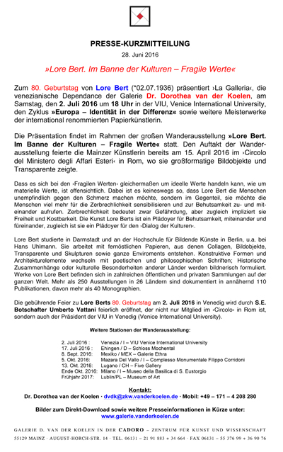 Presse-Kurzmitteilung Presse-Kurzmitteilung